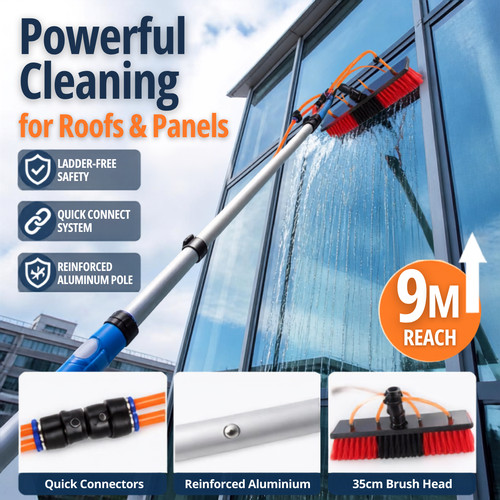 Telescopic water fed pole - 9m,